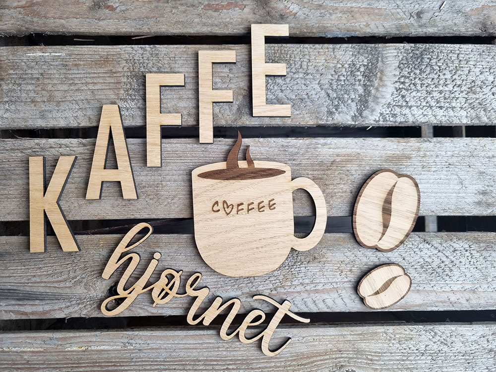 Kaffe skilt i træ - Kaffehjørnet